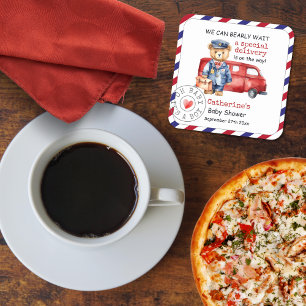 Posavasos Cuadrado De Papel Podemos Esperar A La Entrega Especial Baby Shower