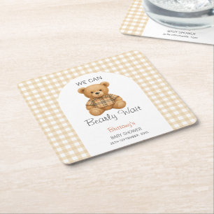 Posavasos Cuadrado De Papel Podemos esperar a que el oso precoz Baby Shower