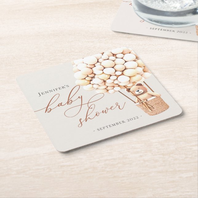 Posavasos Cuadrado De Papel ¡Podemos Esperar! Baby Shower (En perspectiva)