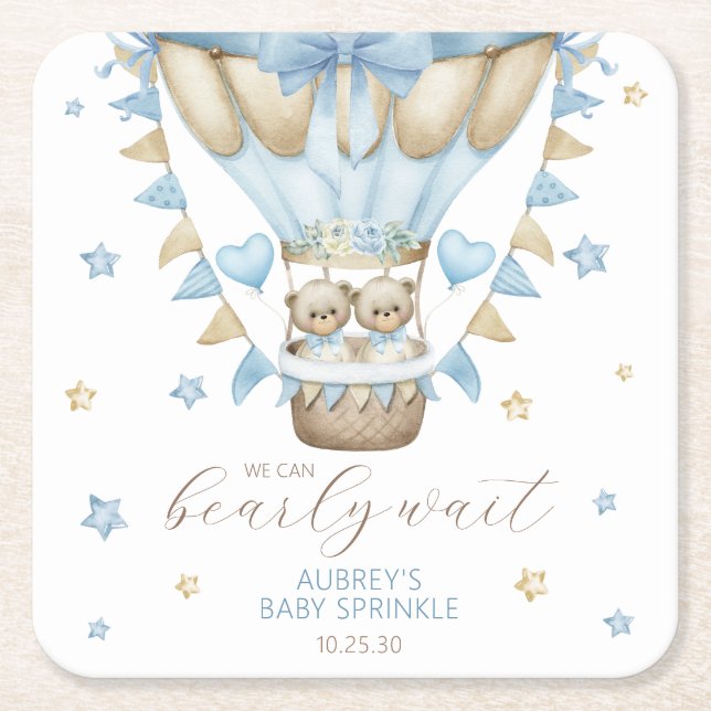 Posavasos Cuadrado De Papel Podemos Esperar Beber Bebé Bebé (Anverso)