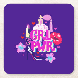 Posavasos Cuadrado De Papel Poder de chicas