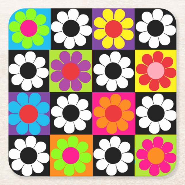 Posavasos Cuadrado De Papel Poder Floral (Anverso)