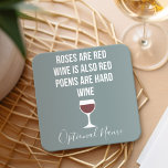 Posavasos Cuadrado De Papel Poema de vino gracioso - El vino es poesía roja di<br><div class="desc">Un poco de humor para beber que puedes pasarle a tus amigas amantes del vino. Hacerles reír con este regalo humorístico de mordaza o elefante blanco. Intenté correr,  pero seguí derramando mi vino.</div>