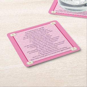 Posavasos Cuadrado De Papel Poema del Día de la Madre