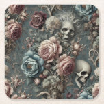 Posavasos Cuadrado De Papel 🪦 Poets Pending – Gothic Victorian<br><div class="desc">The dead aren’t silent—they’re simply editing. Poets Pending blooms with brittle roses and hollow skulls,  their whispers tangled in vine and verse. Stone mouths hang open in suspended thought,  as if still working through their final stanza.

Perfect for those who know that unfinished poems haunt longer than finished lives.</div>