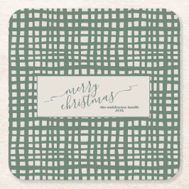 Posavasos Cuadrado De Papel Poinsettia Sage Ivory Christmas elegant