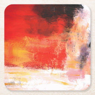 Posavasos Cuadrado De Papel Polar Rojo - Pintura de arte abstracta