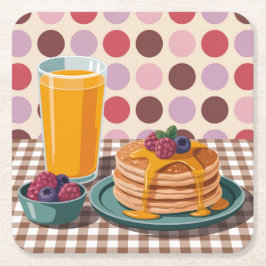 Posavasos Cuadrado De Papel Polka Dot Breakfast Square Coaster Set