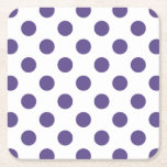 Posavasos Cuadrado De Papel Polka ultravioleta sobre blanco<br><div class="desc">El color de Pantone del año 2018 es ultra violeta.</div>