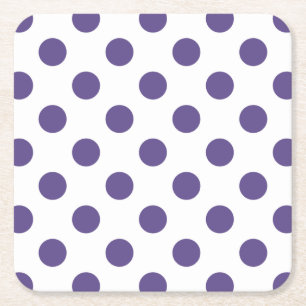 Posavasos Cuadrado De Papel Polka ultravioleta sobre blanco