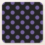 Posavasos Cuadrado De Papel Polka ultravioleta sobre negro<br><div class="desc">El color de Pantone del año 2018 es ultra violeta.</div>