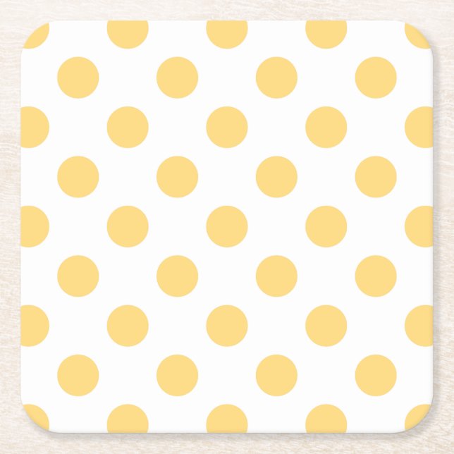 Posavasos Cuadrado De Papel Polkadots amarillos (Anverso)