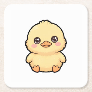 Posavasos Cuadrado De Papel Pollito de pato bebé lindo
