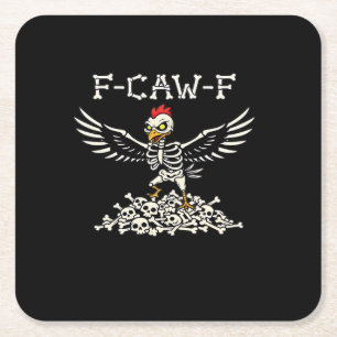 Posavasos Cuadrado De Papel Pollo Divertido F Caw F Halloween Genial Estilo Ún