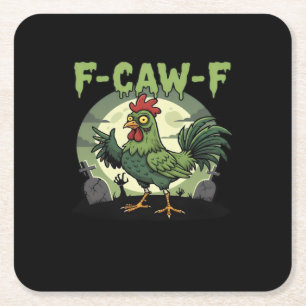 Posavasos Cuadrado De Papel Pollo divertido F Caw F Halloween vintage clásico