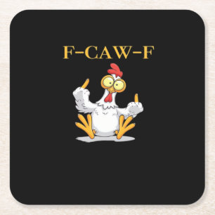 Posavasos Cuadrado De Papel Pollo Divertido Retro Clásico F-Caw-F