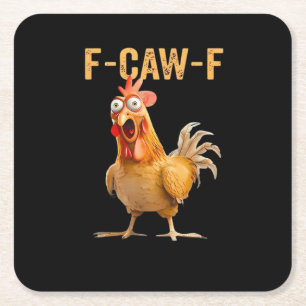 Posavasos Cuadrado De Papel Pollo F-Caw-F Divertido de Moda
