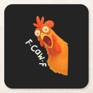 Posavasos Cuadrado De Papel Pollo F-Caw-F Retro Clásico