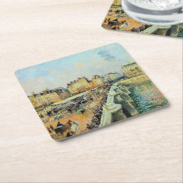 Posavasos Cuadrado De Papel Pont Neuf, Tarde, Luz del sol Camille Pissarro   
