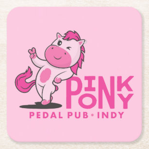 Posavasos Cuadrado De Papel Pony Pedal Pub - Pascua Rosa
