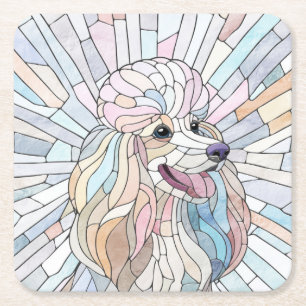 Posavasos Cuadrado De Papel Poodle - arte en mosaico pastel