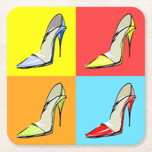 Posavasos Cuadrado De Papel Pop Art Stilettos Monstruo Desechable, Moda