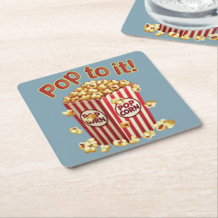 Posavasos Cuadrado De Papel Poppin' con Style - "¡Pídele!"