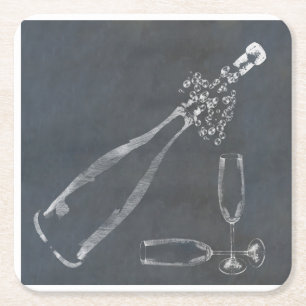 Posavasos Cuadrado De Papel Popping Champagne Cork