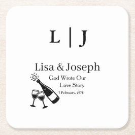 Posavasos Cuadrado De Papel Popping Champagne &Toasting Glasses Party Wedding 