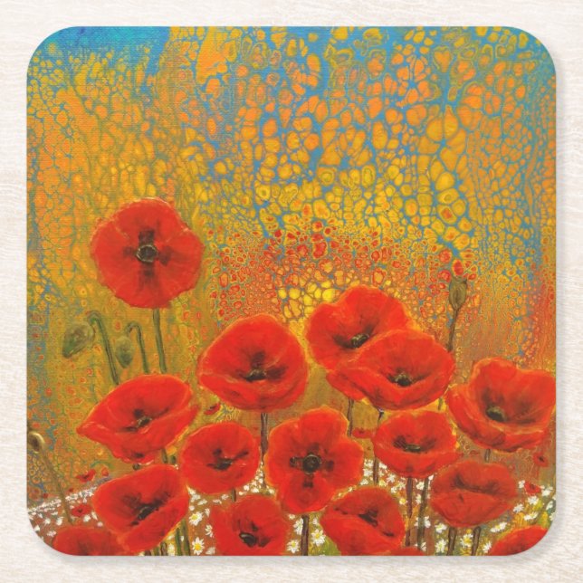 Posavasos Cuadrado De Papel Poppy Coaster (Anverso)