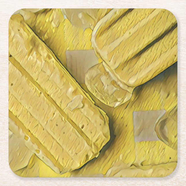 Posavasos Cuadrado De Papel Popsicas de helado amarillo (Anverso)