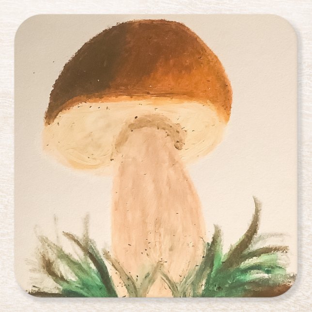 Posavasos Cuadrado De Papel Porcini Mushroom (Anverso)