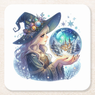 Posavasos Cuadrado De Papel Porta Copos (Coaster) Bruxa Natalina