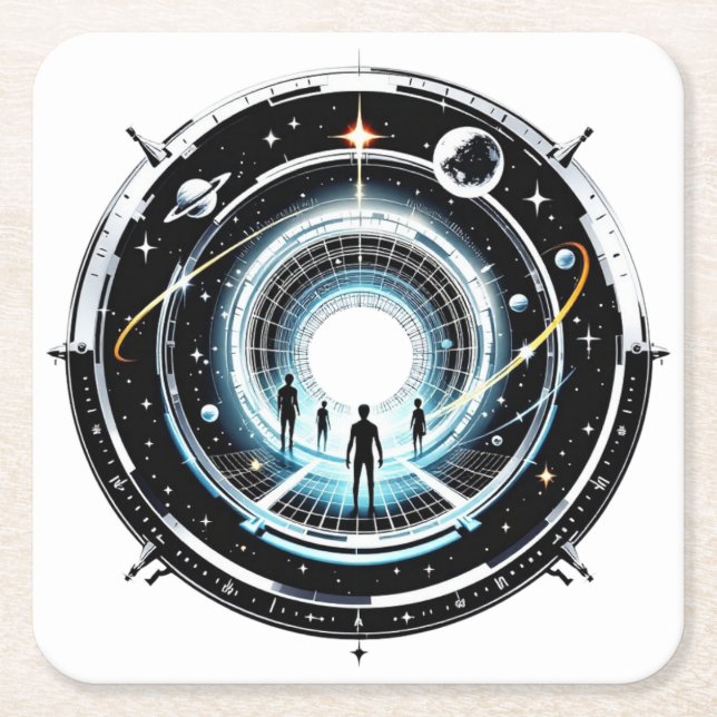 Posavasos Cuadrado De Papel Portal cósmico (Anverso)