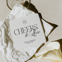 Posavasos Cuadrado De Papel Portavasos de boda Cheers to Love Portavasos de mo