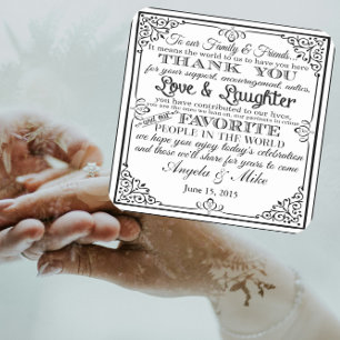 Posavasos Cuadrado De Papel Portavasos de boda personalizado Gracias