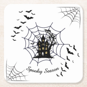 Posavasos Cuadrado De Papel Portavasos Halloween Temporada de Terror