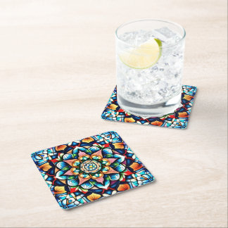 Posavasos Cuadrado De Papel Portavasos - Mandala