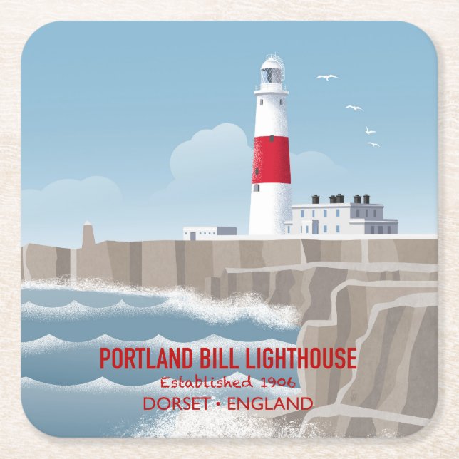 Posavasos Cuadrado De Papel Portland Bill Lighthouse (Anverso)