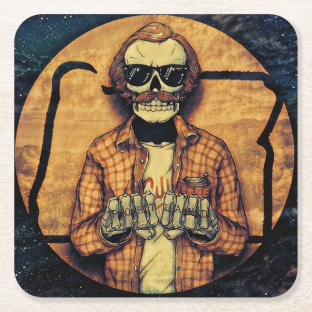 Posavasos Cuadrado De Papel Portland Hands Tatts (Anverso)