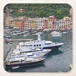 Posavasos Cuadrado De Papel Portofino, Italia - Pueblo portuario italiano - Po