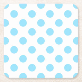 Posavasos Cuadrado De Papel Pos de polka azul y blanco