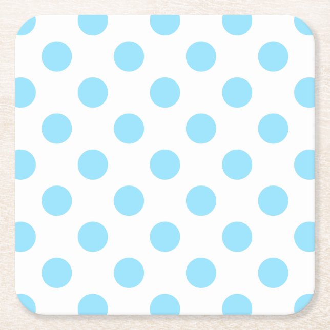 Posavasos Cuadrado De Papel Pos de polka azul y blanco (Anverso)