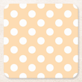 Posavasos Cuadrado De Papel Pos de polka blanca en beige