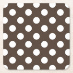 Posavasos Cuadrado De Papel Pos de polka blanca en marrón<br><div class="desc">Pos de polka blanca en marrón</div>