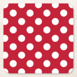 Posavasos Cuadrado De Papel Pos de polka blanca sobre rojo<br><div class="desc">Pos de polka blanca sobre rojo</div>