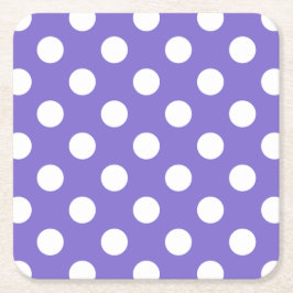 Posavasos Cuadrado De Papel Pos de polka blanco en periwinkle