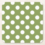 Posavasos Cuadrado De Papel Pos de polka blanco sobre el verde oliva<br><div class="desc">Pos de polka blanco sobre el verde oliva</div>