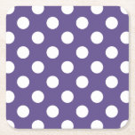 Posavasos Cuadrado De Papel Pos de polka blanco sobre ultravioleta<br><div class="desc">El color de Pantone del año 2018 es ultra violeta.</div>