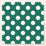 Posavasos Cuadrado De Papel Pos de polka blanco sobre verde sabio<br><div class="desc">Pos de polka blanco sobre verde sabio</div>